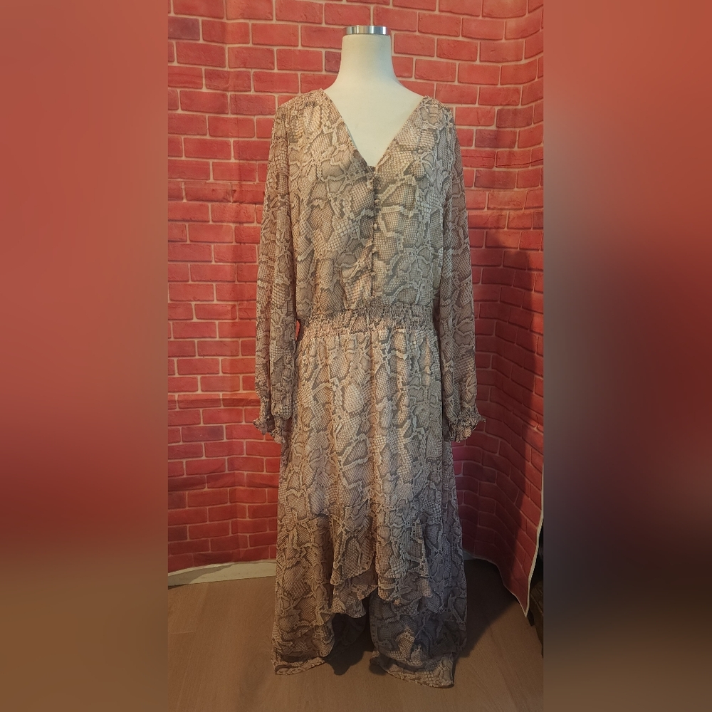 1. State Long Sleeve Snake Print Dress